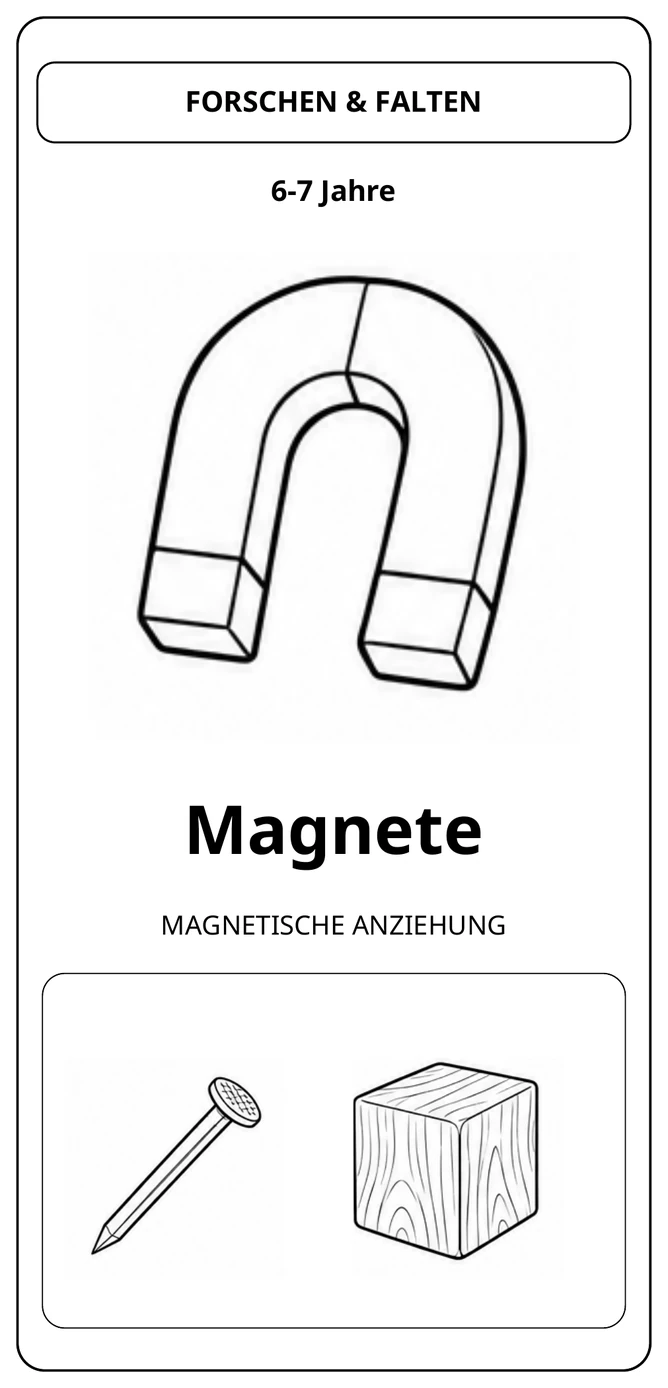 Magnete: zusammengefaltet in Schwarz-Weiß.