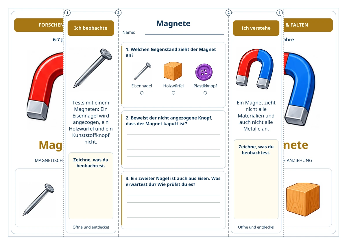 Magnete: aufgeklappt in Farbe.