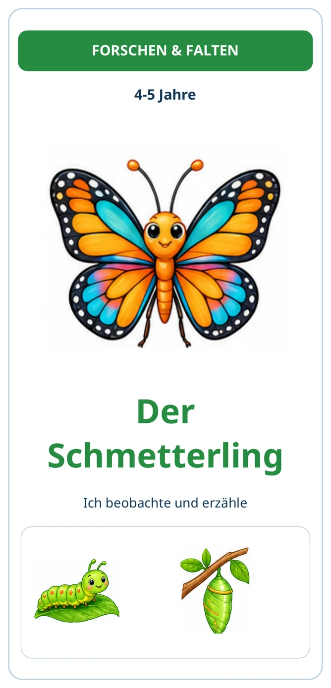 Der Schmetterling: zusammengefaltet in Farbe.